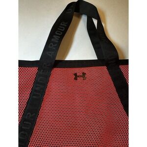 Under Armour Mesh Tote Bag Neon Orange Black Athletic Gym Beach Carryall Large